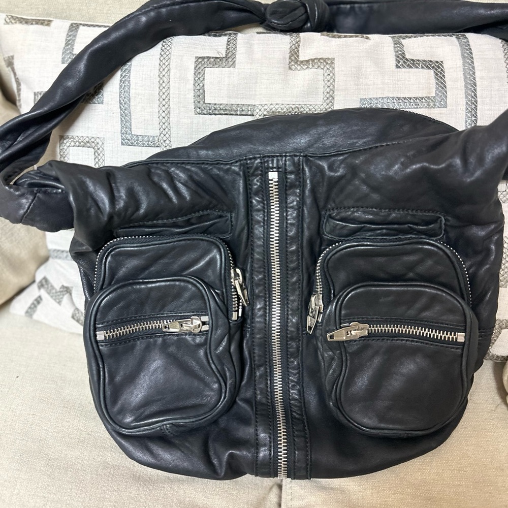 Black leather bag